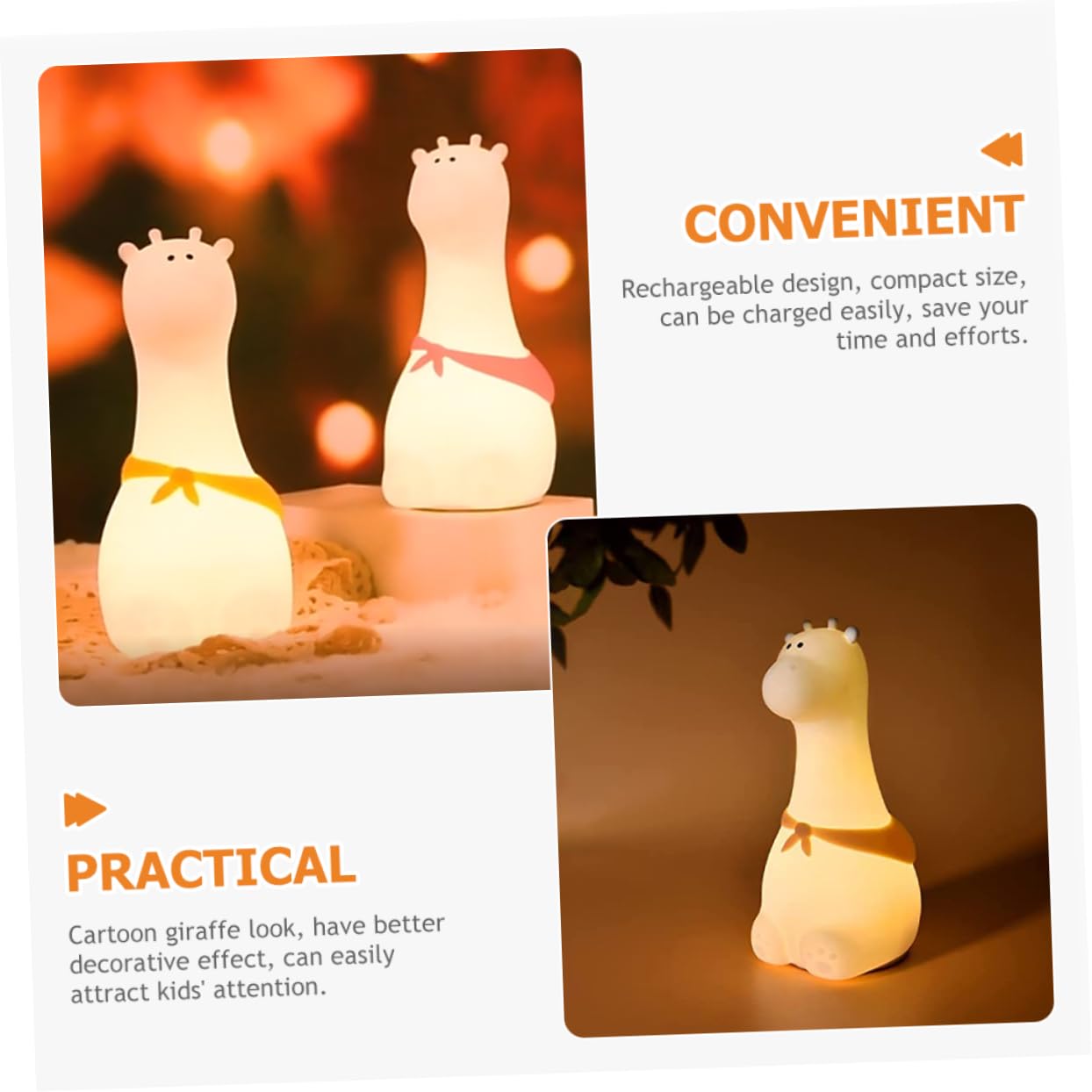 Нічник DOITOOL 4 Stück Giraffen-Nachtlicht для дітей з мультяшним дизайном перезаряджуваний, фото №6