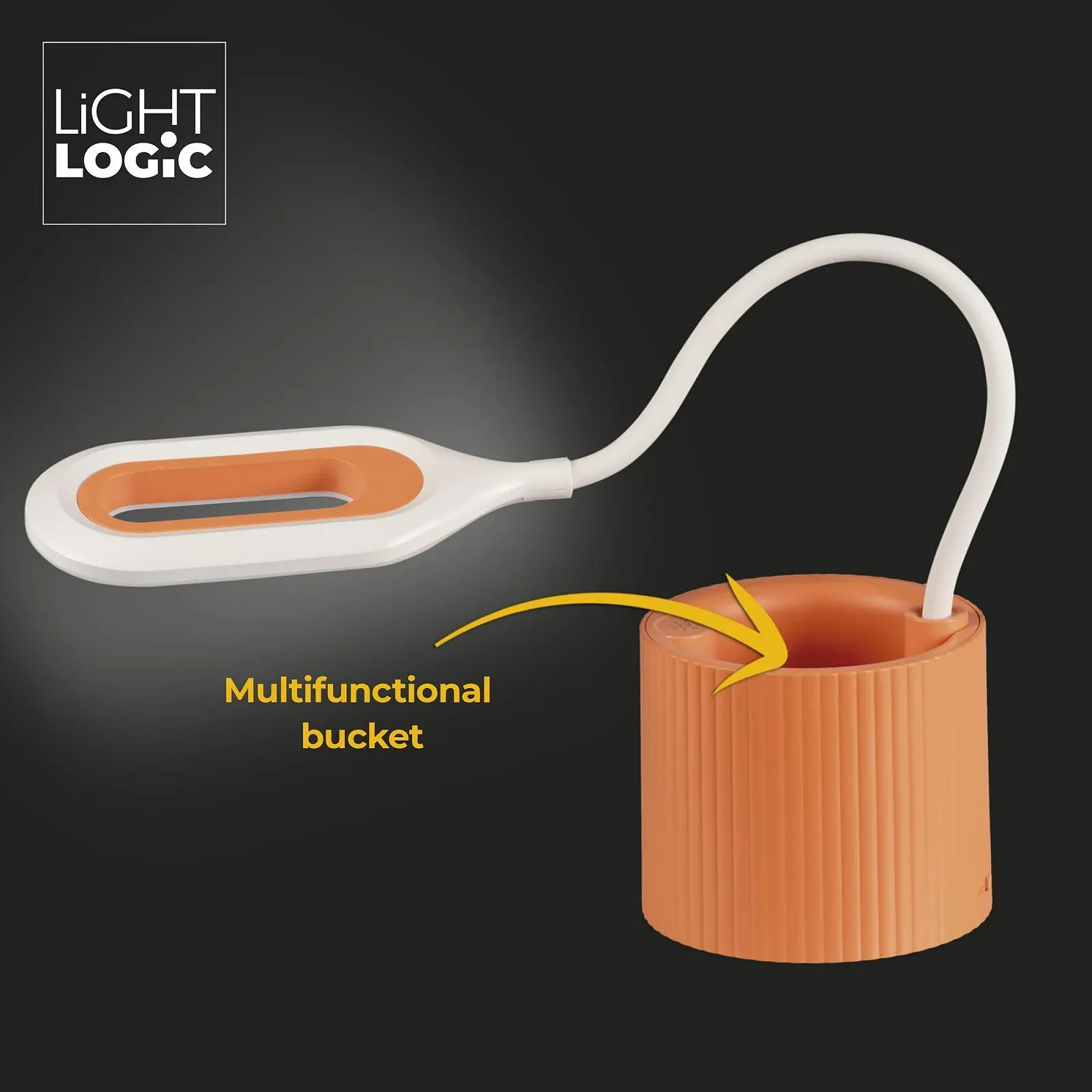 Настільна лампа LightLogic LL LANKI DIM CCT OR Акумуляторна з органайзером Помаранчева, фото №3