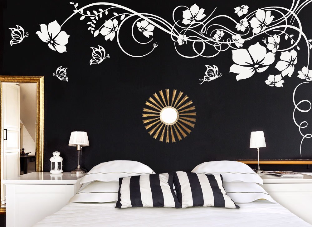 Настінна наклейка Grandora W829 Flower Tendril & Butterflies 150x82 см Lilac, фото №3