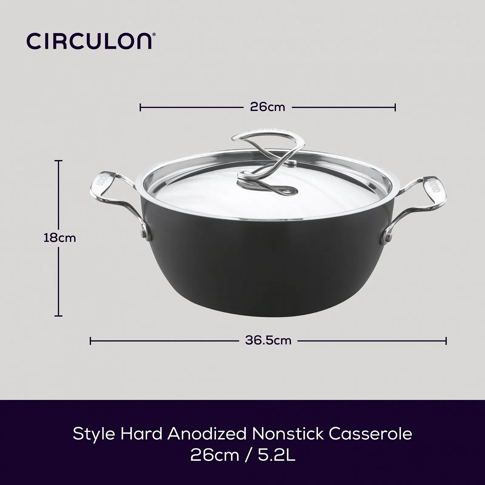 Сотейник глубокий Circulon Style Hard Anodised 26 см 5.2 л, фото №2