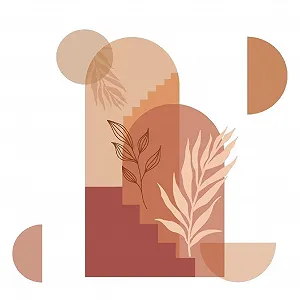 Настінна наклейка SUPERDANT Boho Bohemian Flower Arch Plants Botanical Colour Block Geometric Vinyl Знімна - Фото 1