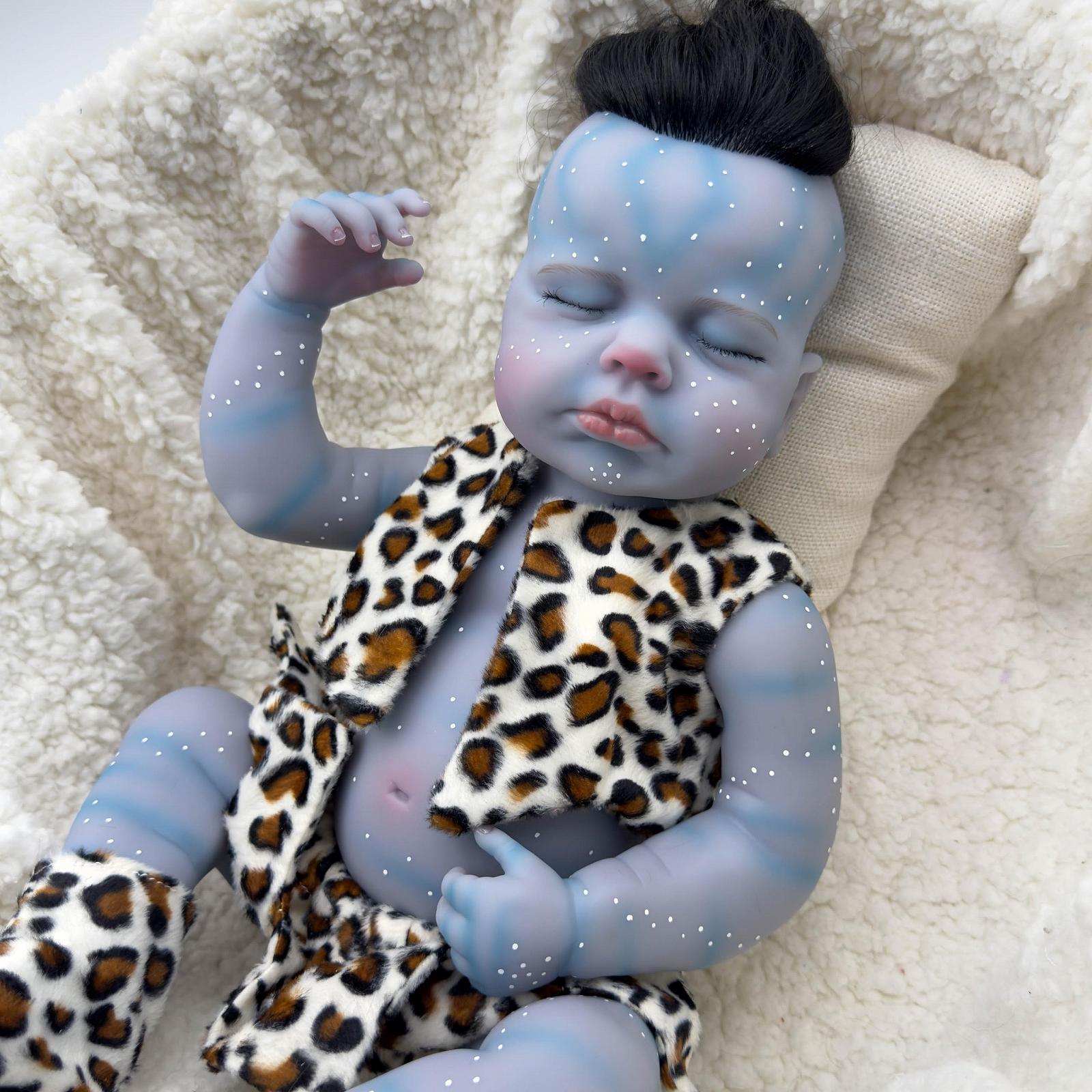 Лялька RXDOLL Reborn Loulou Спляче немовля 50 см силікон Капловуха анатомічно точна лялька для купання з рухомими кінцівками, фото №4