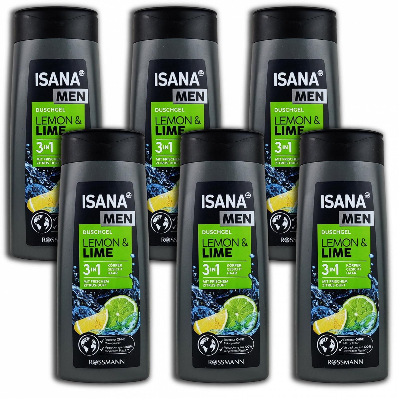 Гель для душа Isana Men Lemon & Lime 6 x 300 мл, фото №1