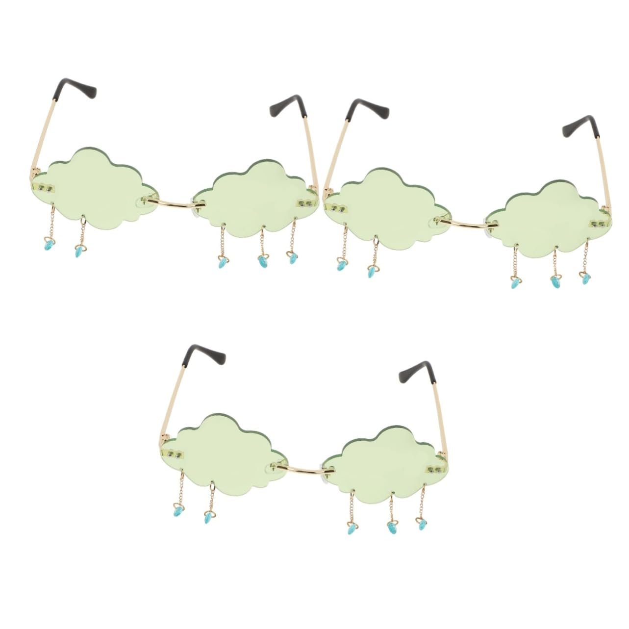 Сонцезахисні окуляри Хмарка VALICLUD 3 шт, у формі хмар, без оправи, цікаві, зелені, фото №1