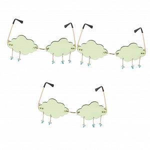 Сонцезахисні окуляри Хмарка VALICLUD 3 шт, у формі хмар, без оправи, цікаві, зелені - Фото 1