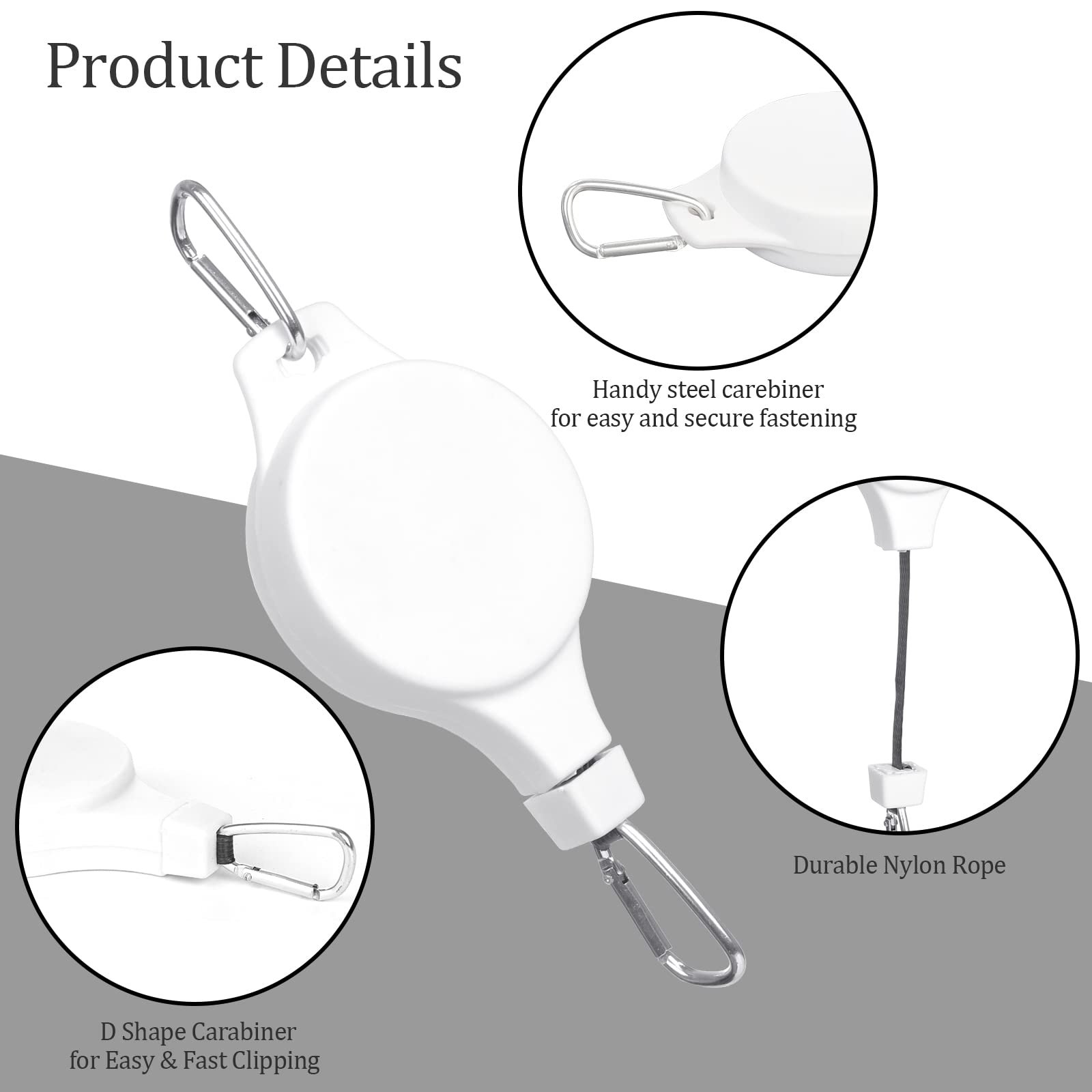 Регульовані гачки для підвісних кошиків Gueenky Pack of 4 висувні з тросом Білий, фото №3