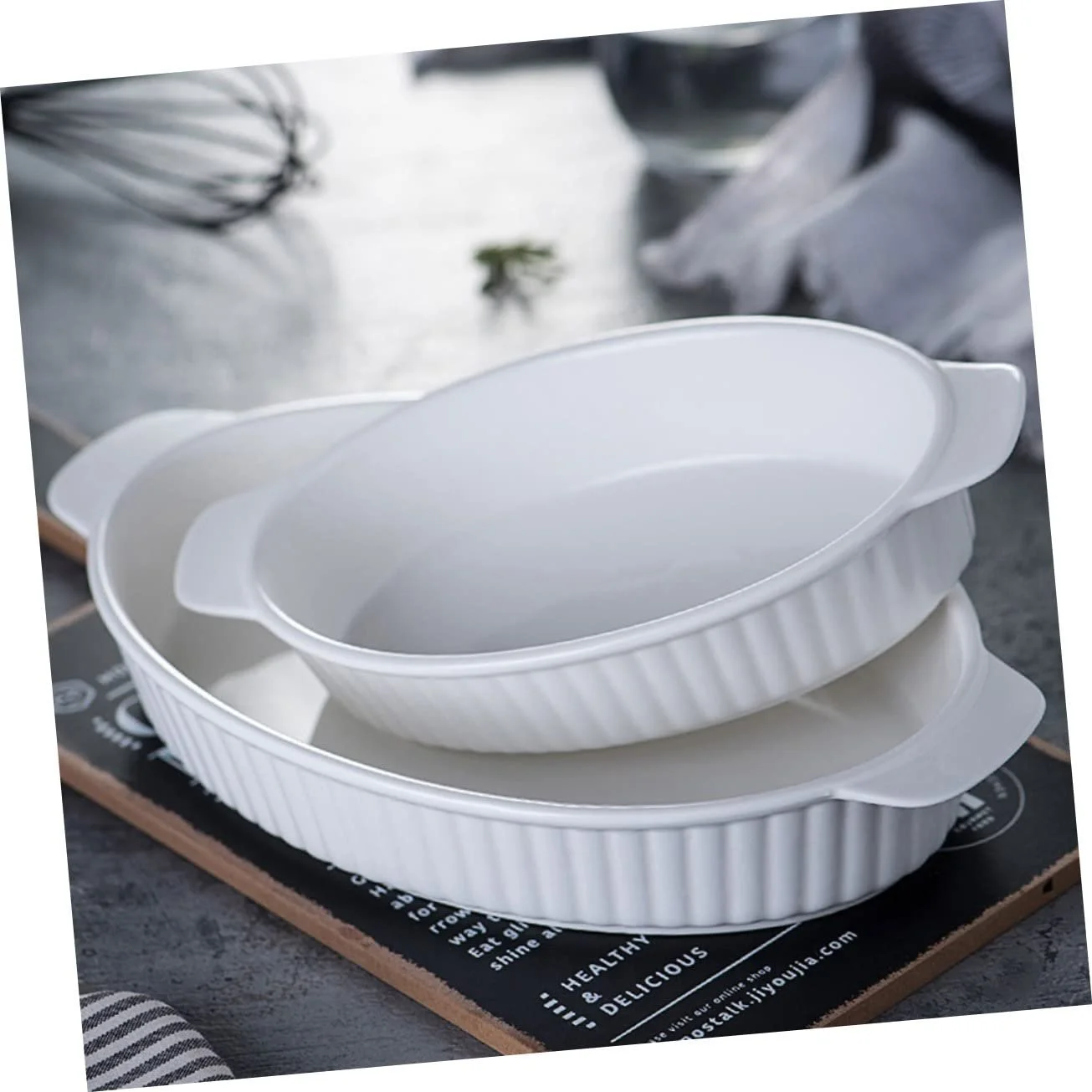 Форма для запекания OUNONA Керамическая с двойной ручкой, фото №8