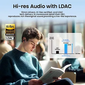 Беспроводные наушники HAYLOU Mori Pro Black Hi-Res LDAC Adaptive Hybrid ANC synthetic.ua - Фото 1