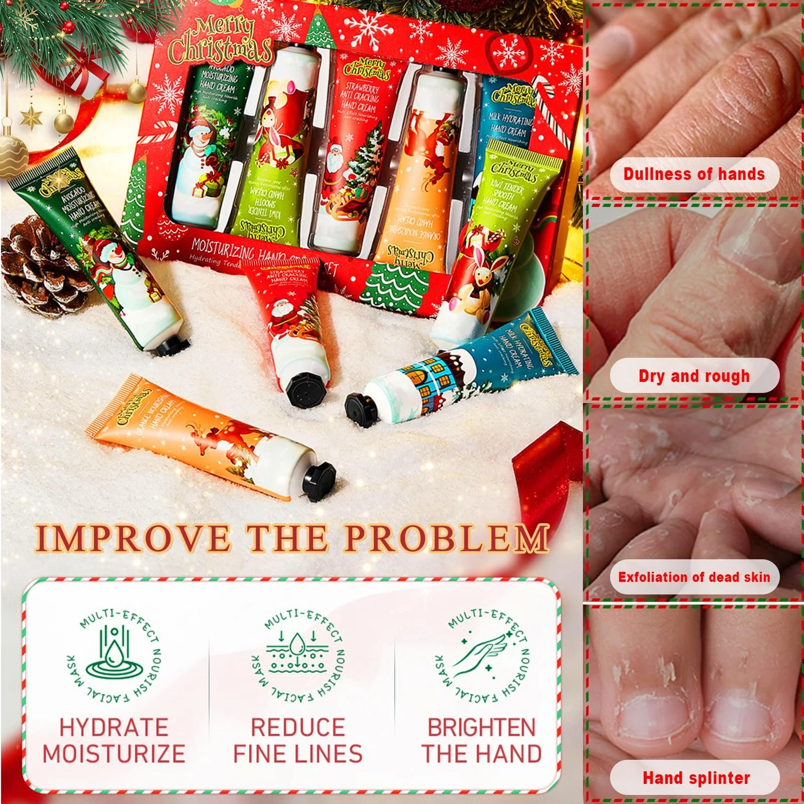 Набір із 5 різдвяних кремів для рук, зволожуючий, фото №3