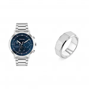 Мужские часы Calvin Klein Multi Dial Quartz с черным ремешком из нержавеющей стали - Фото 1