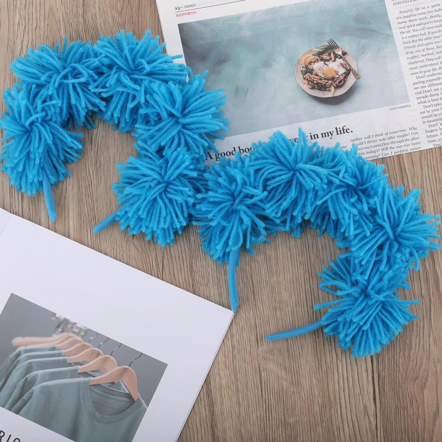 Набір з 2 блакитних пухнастих обручів на голову, фото №5