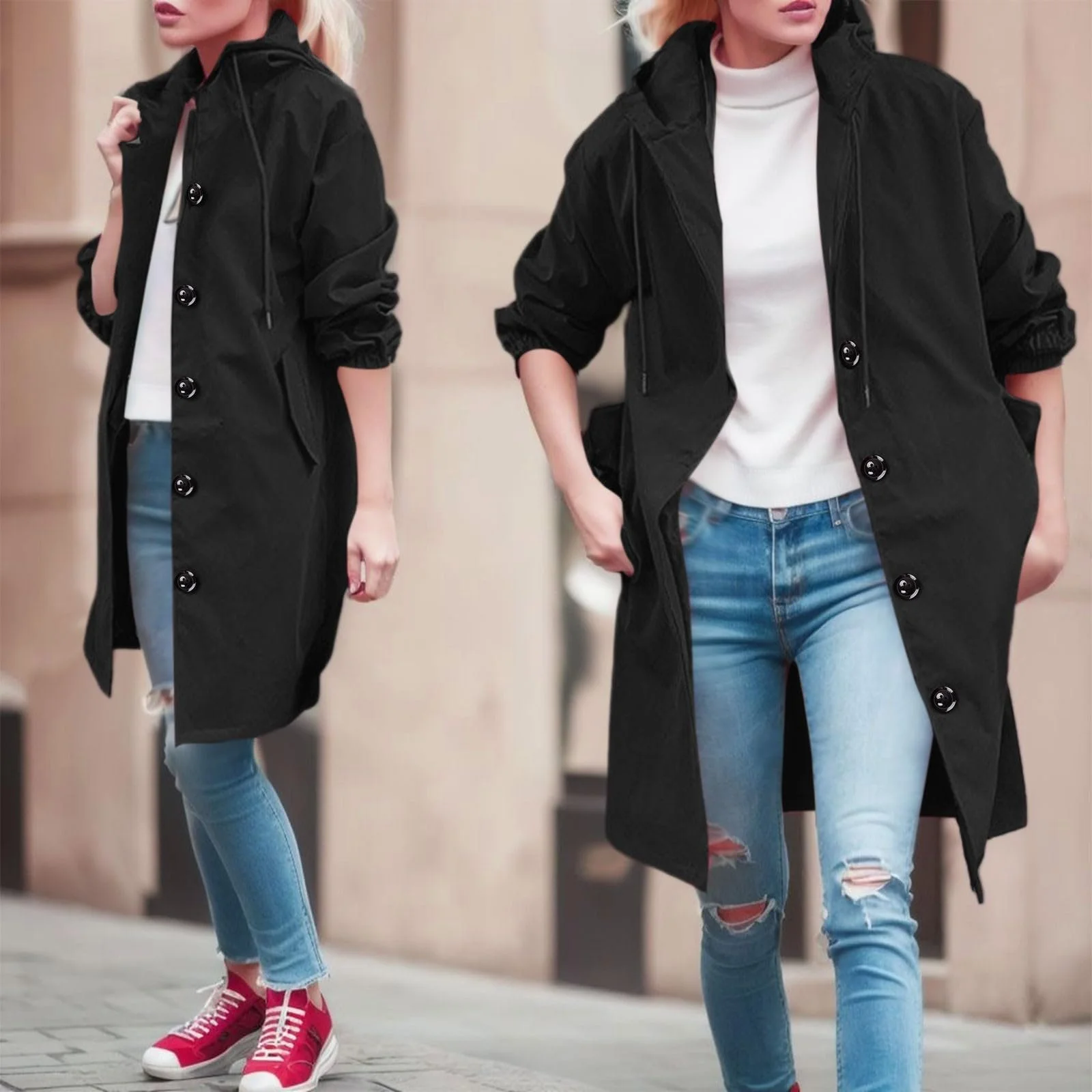 Тренч LCpddajlspig Жіночий Довгий Весняний Однотонний, фото №2