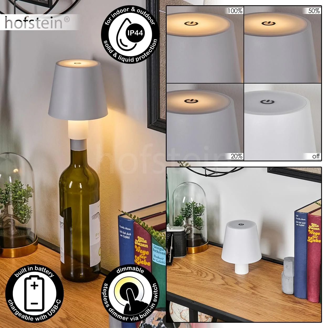 Настільна лампа HOFSTEIN Salgadinho LED 3 W 300 lm 3000 K USB-C IP44 Біла, фото №2