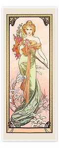 Постер Alfons Mucha The Four Seasons Spring 40x100 см Оранжевый - Фото 1