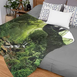 Покривало Ulticool Rainforest Nature Eco Plants Waterfall М'який фланель Фліс для тепла 200 x 150 см Плед - Фото 1