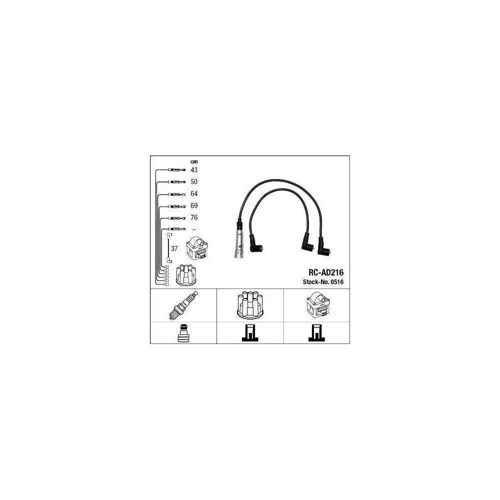Комплект проводів запалювання NGK 0516 для AUDI SEAT SKODA VW LAMBORGHINI BENTLEY, фото №1