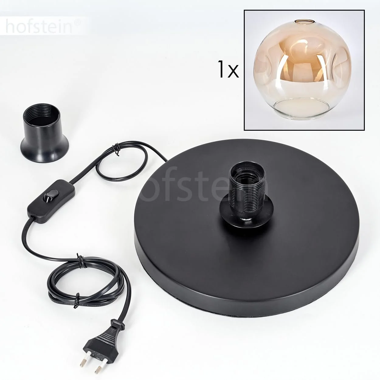 Настільна лампа Ripoll Метал/Скло 25 см 1 x E27 Чорний/Бурштиновий/Прозорий, фото №6