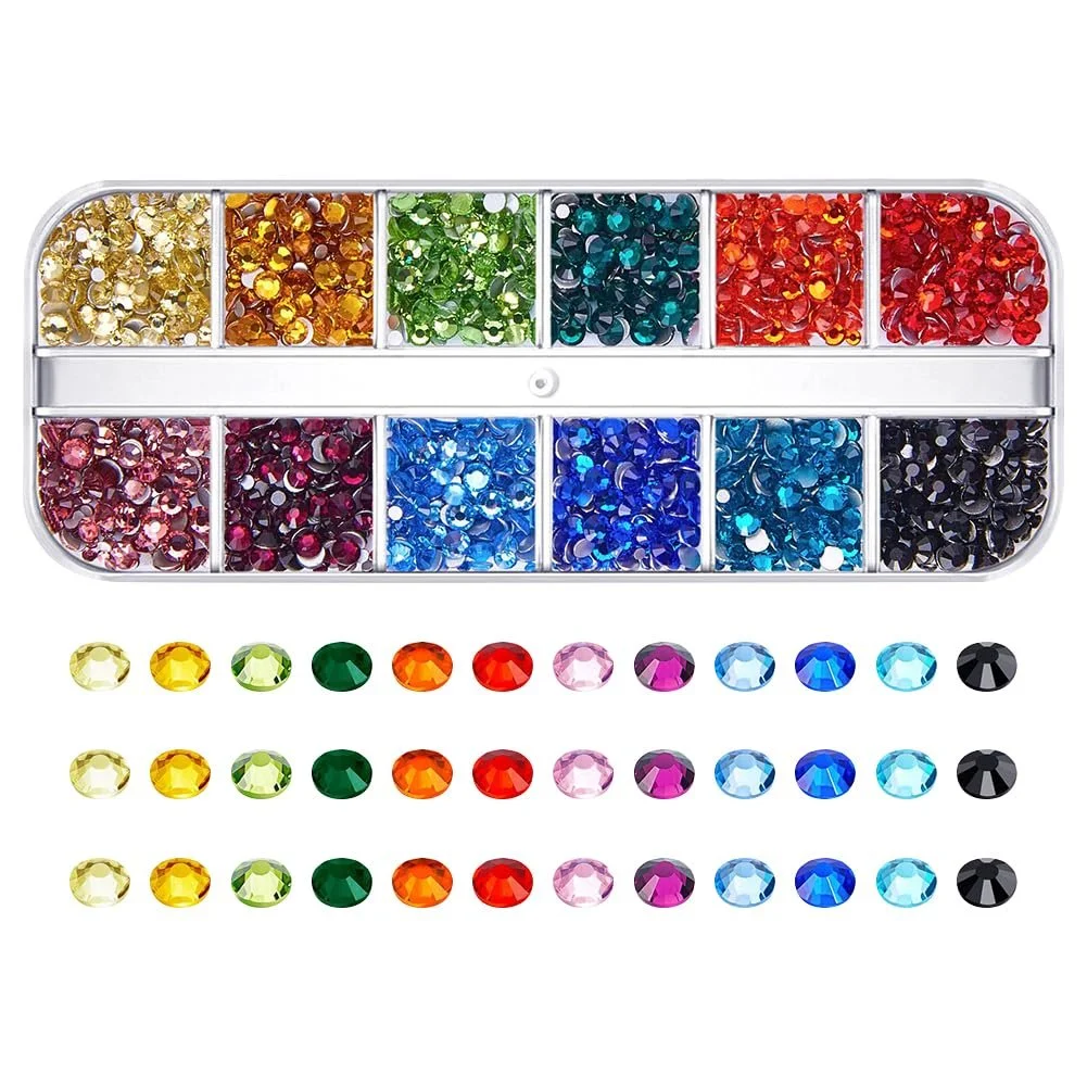 Стразы Плоские для Ногтей Около 1800шт Маленькие Блестки для Макияжа Глаз Разноцветные Стразы для Ногтей Цветные Косметические Бриллианты с Коробкой для Хранения, фото №1