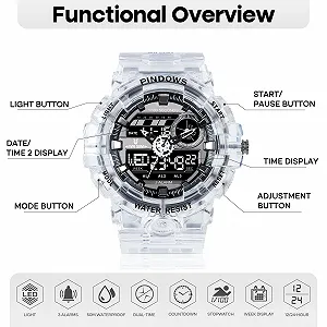 Мужские часы Цифровые спортивные часы Золотые часы Водонепроницаемые часы с 3 будильниками/обратным отсчетом/секундомером/цифровой аналоговый/двойное время/подсветка/военные многофункциональные часы synthetic.ua - Фото 1