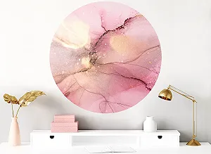 Настінна наклейка Grandora DL705-4 Кругла Мармур Рожеве золото synthetic.ua - Фото 1