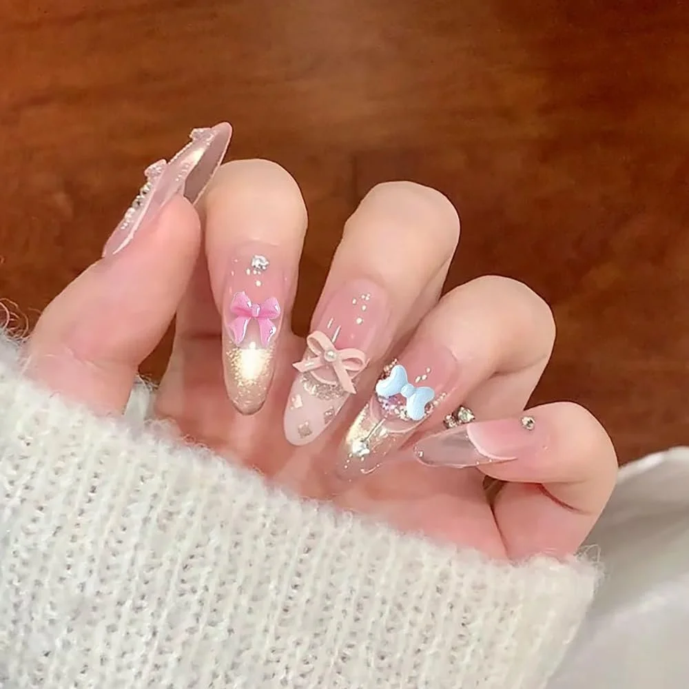 Украшения для ногтей Бантики 3D 80 шт Разноцветные, фото №7