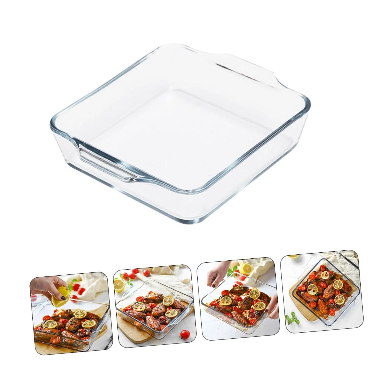 Форма для запекания стеклянная термостойкая с двойными ручками овальная, фото №9