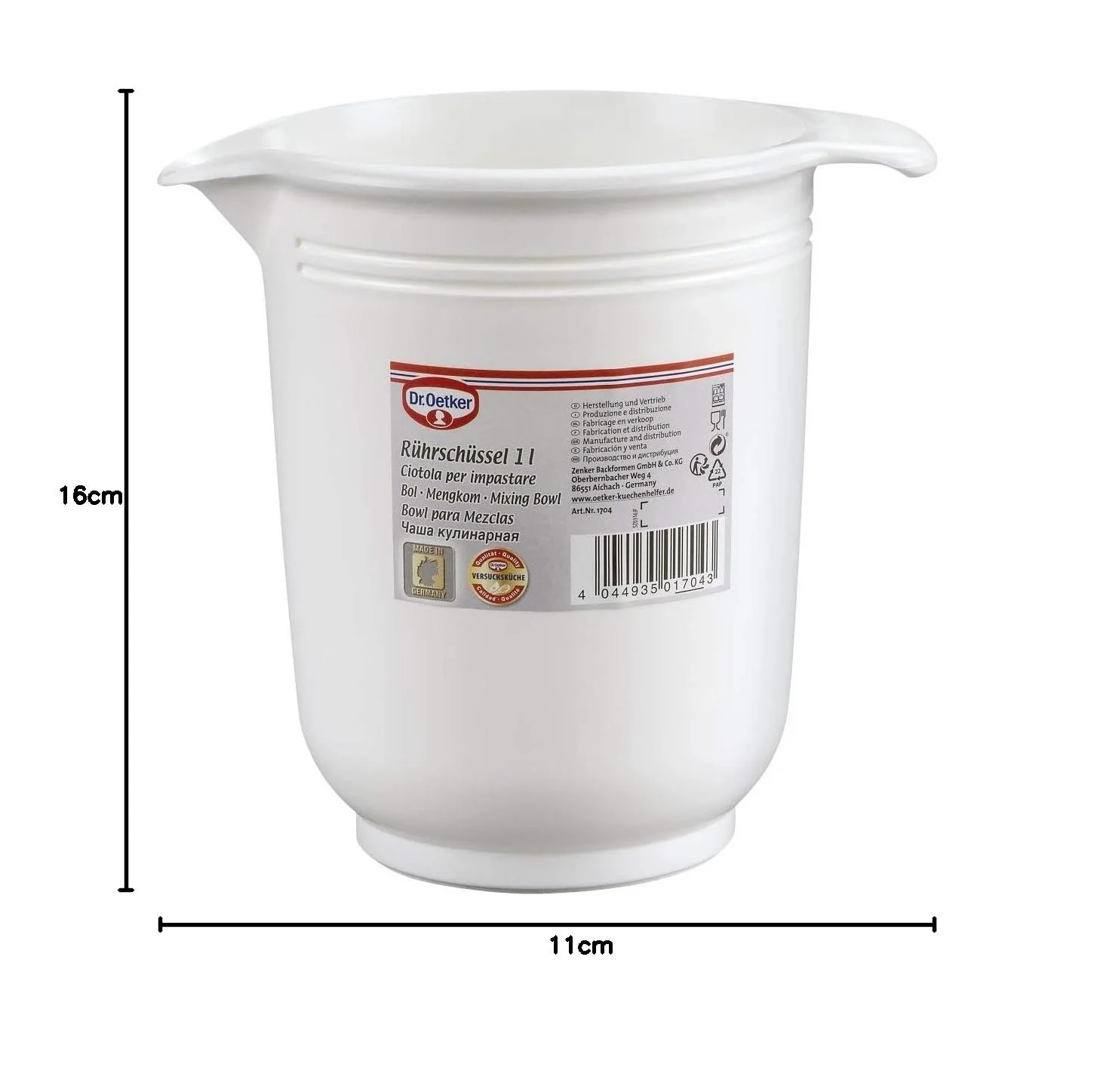 Миска для змішування Dr. Oetker 1704 Пластик біла 11 x 11 x 16 см, фото №4