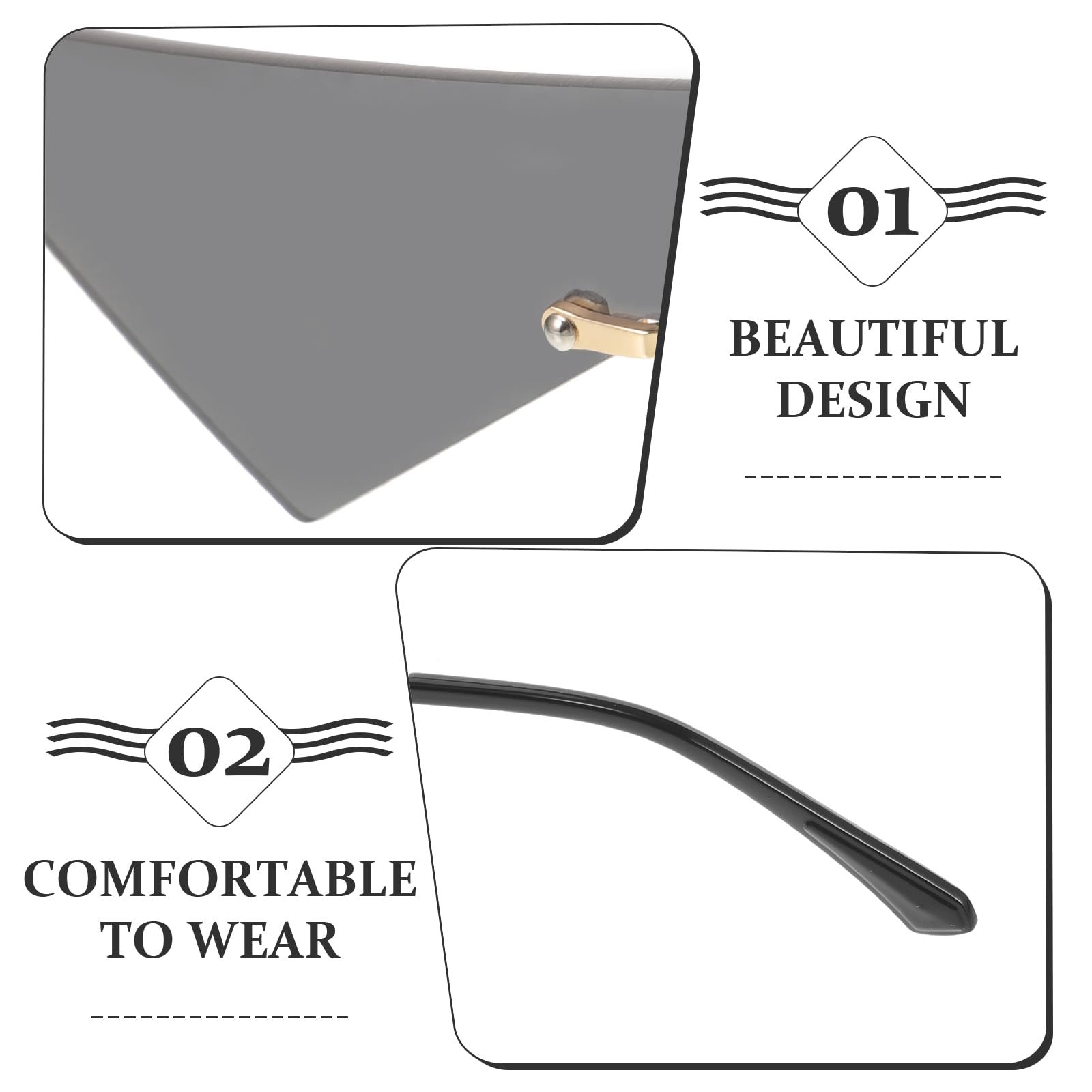 Сонцезахисні окуляри VALICLUD Трикутні Без оправи Мереживні Сірі, фото №4