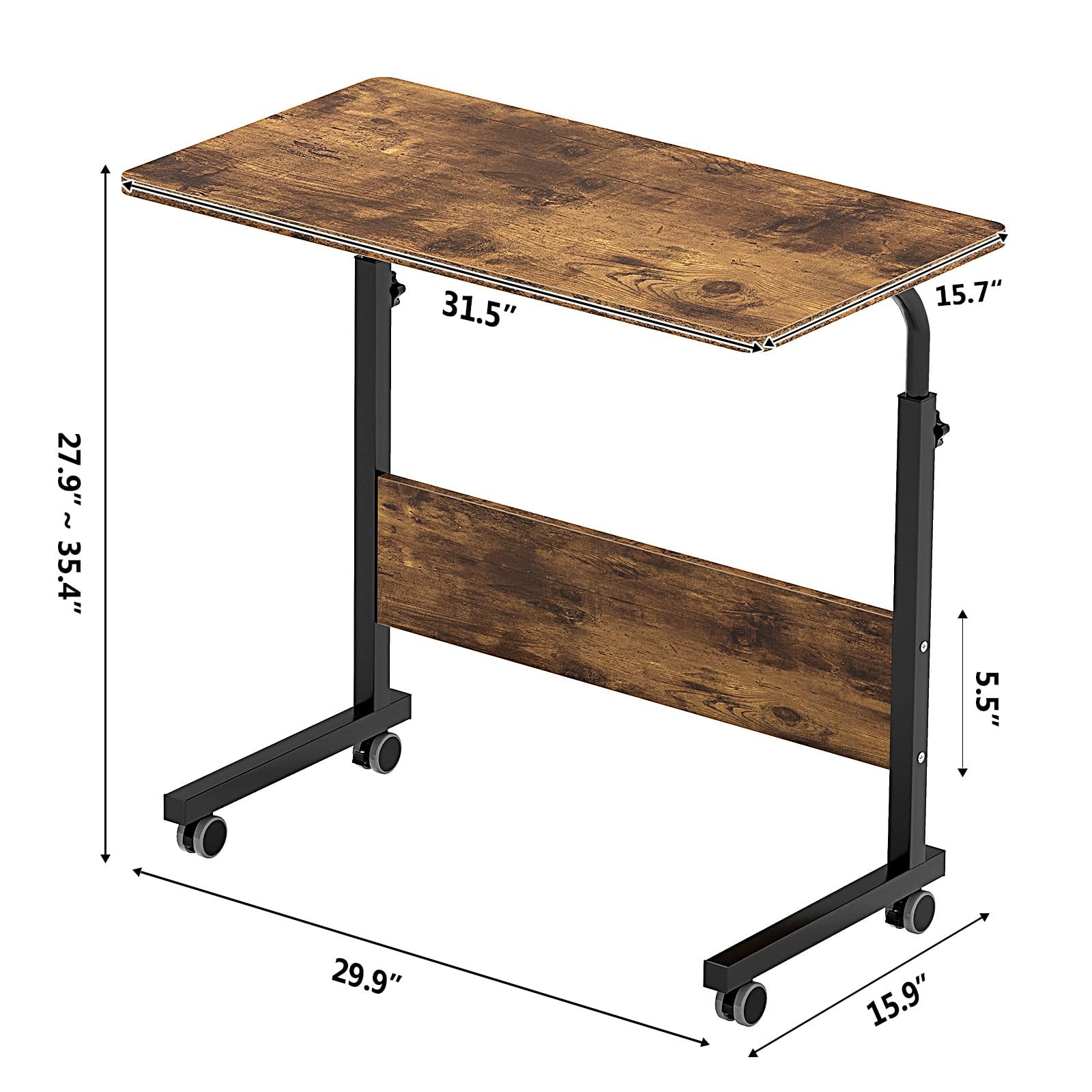 Столик для ноутбука SogesHome с регулировкой высоты, на колесиках, для кровати, дивана, больницы, ухода, чтения, для еды, фото №3