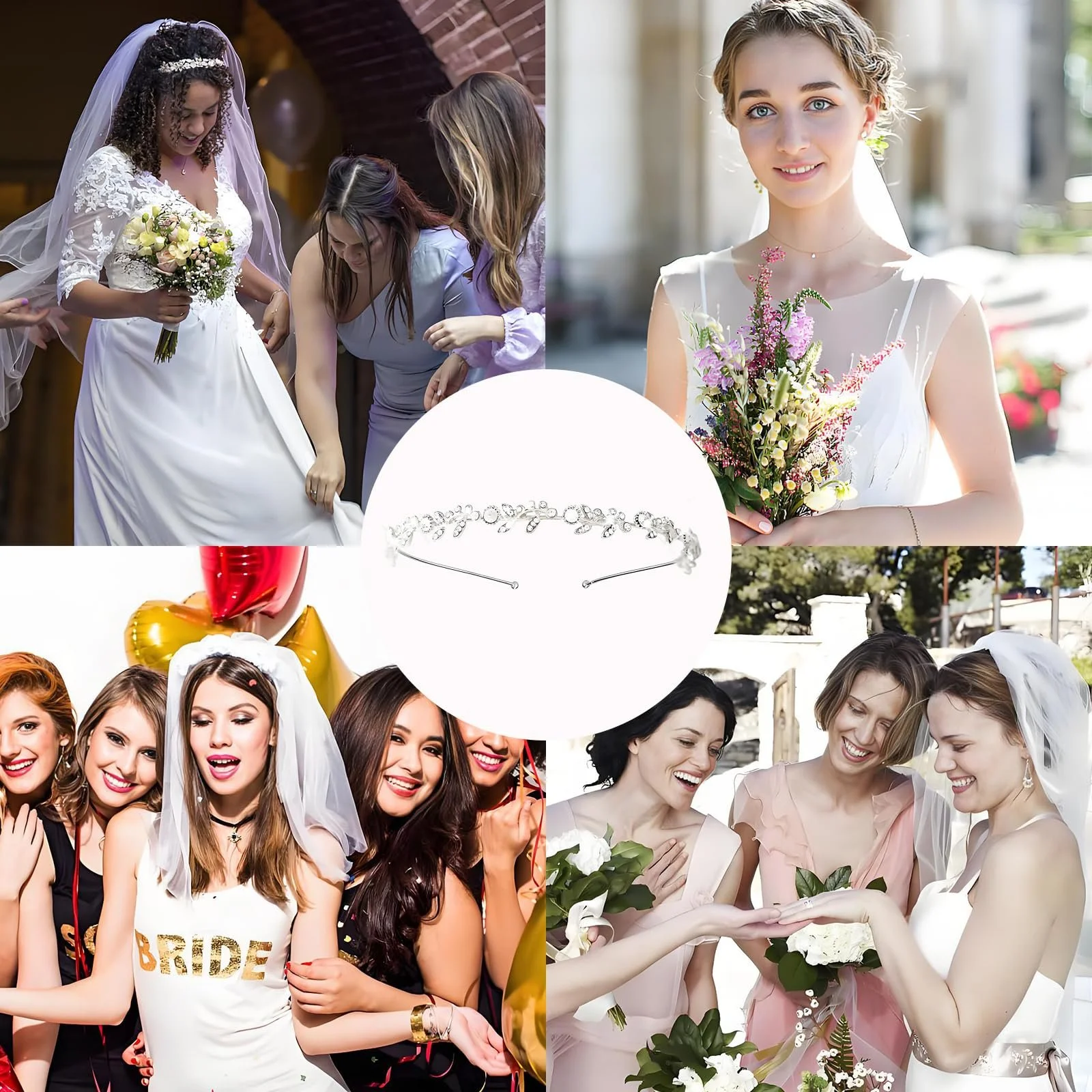 Обруч для волосся з кристалами Срібний Листя Весілля, фото №6 Обруч для волосся з кристалами Срібний Листя Весілля, фото №6