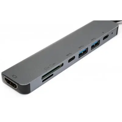 Концентратор Vinga Type-C to 4K HDMI+2*USB3.0+SD+TF+2*PD aluminium VCPHTC7AL, фото №3