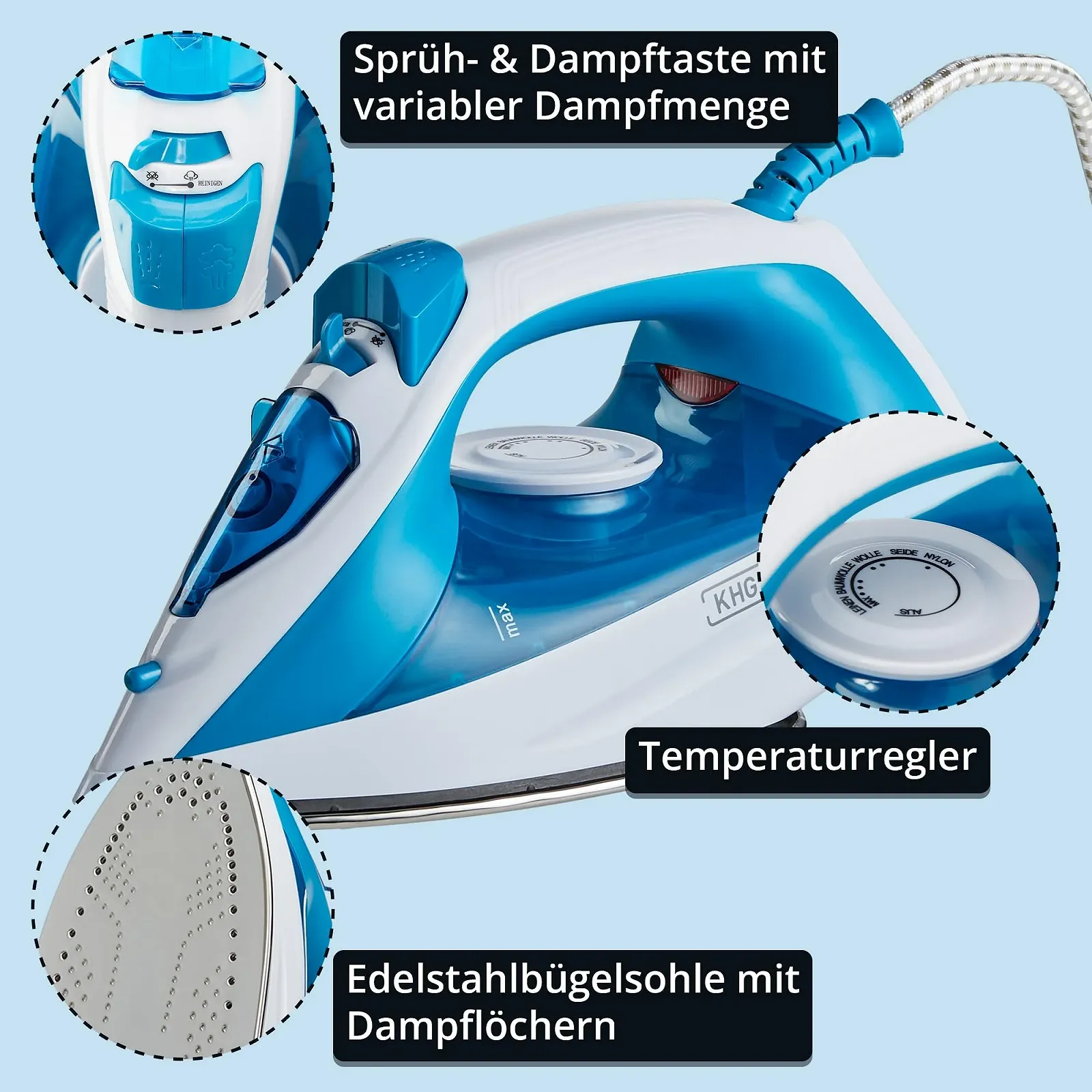 Парова праска KHG DB-1600WB 1600 Вт 200 мл, фото №4