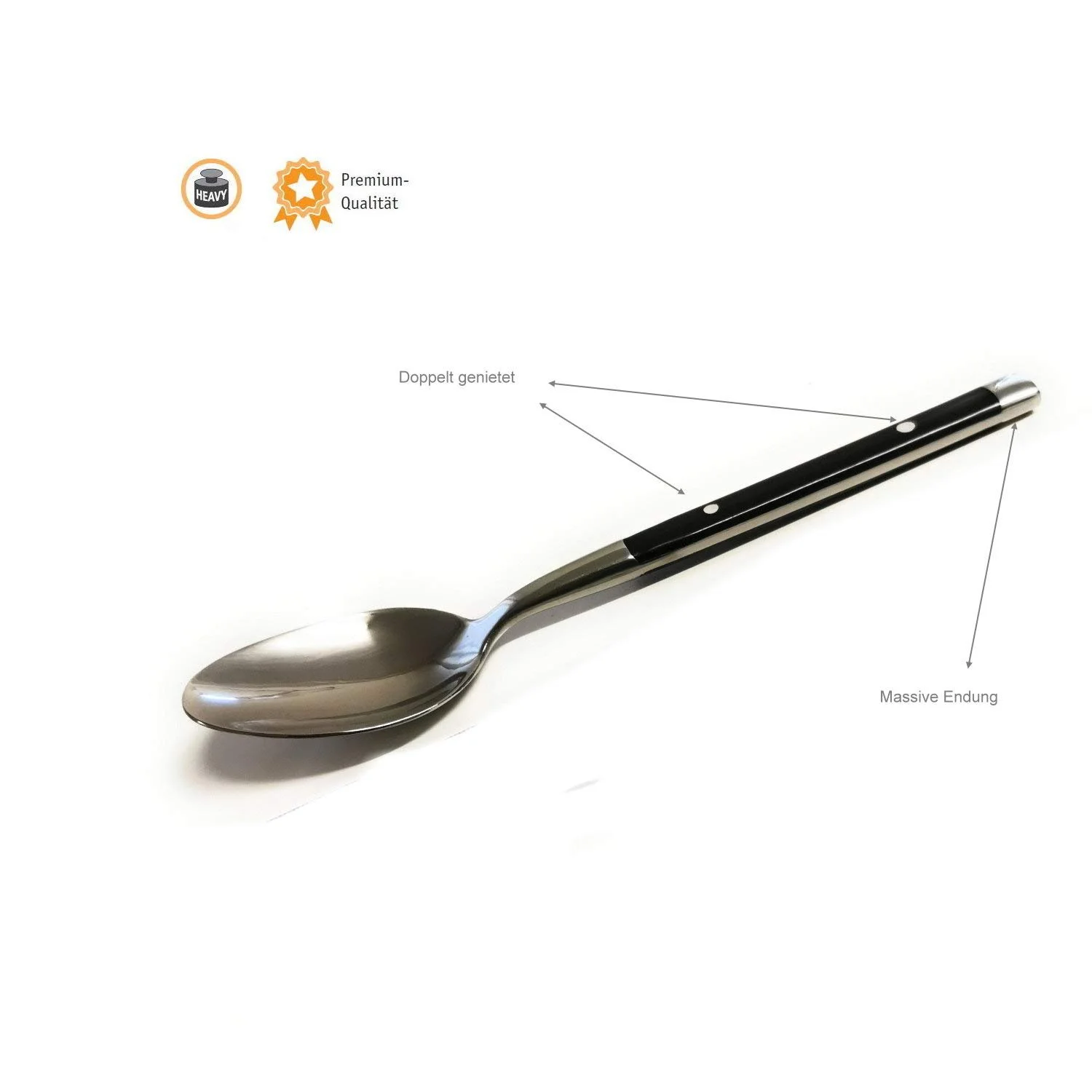 Ложка Kerafactum Набір з 2 супових ложок з нержавіючої сталі з чорними ручками у стилі кантрі-хаус, фото №6 Ложка Kerafactum Набір з 2 супових ложок з нержавіючої сталі з чорними ручками у стилі кантрі-хаус, фото №6