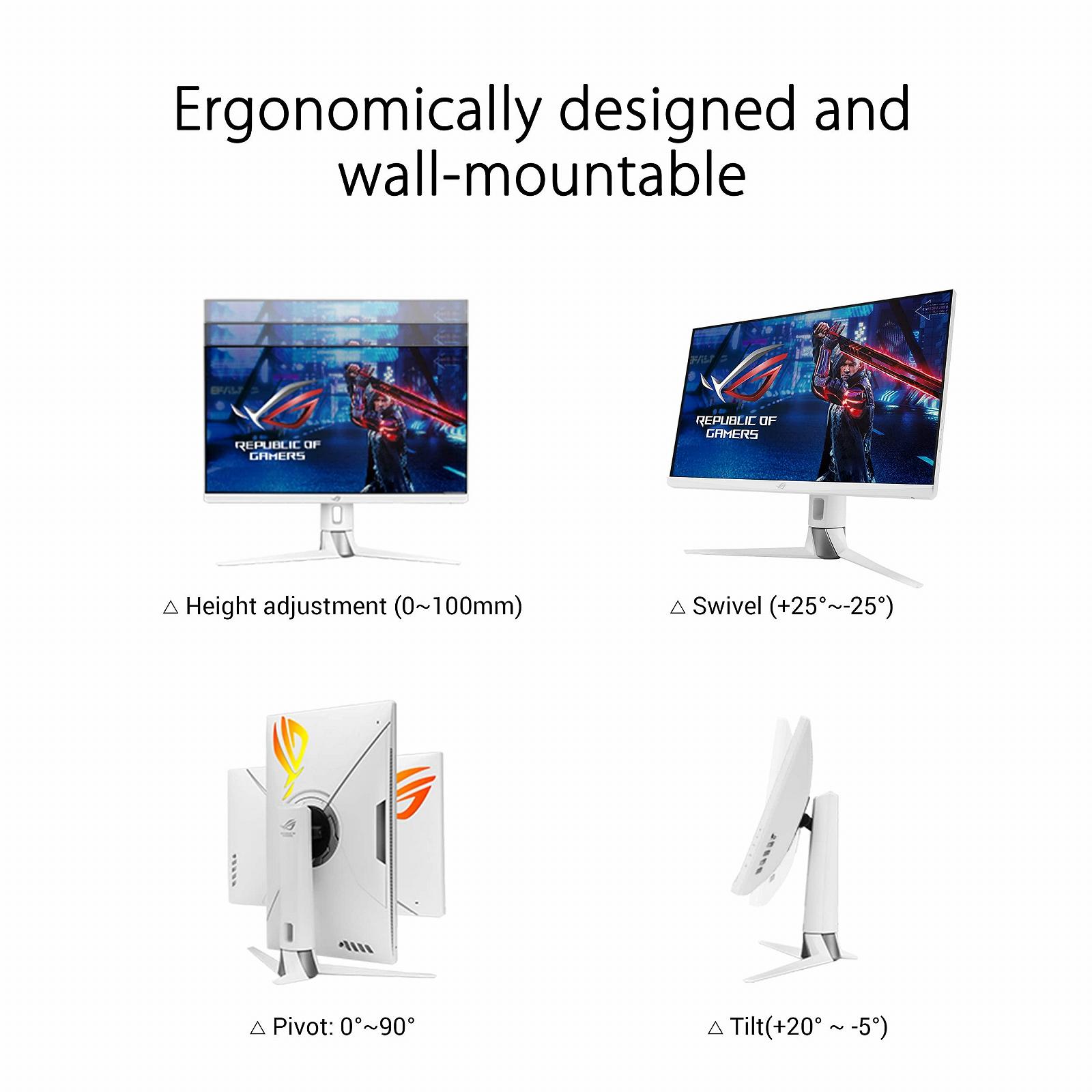 Монітор ASUS ROG Strix XG27AQ-W Ігровий 27 дюймів WQHD 170Hz 1ms GtG G-Sync білий, фото №5