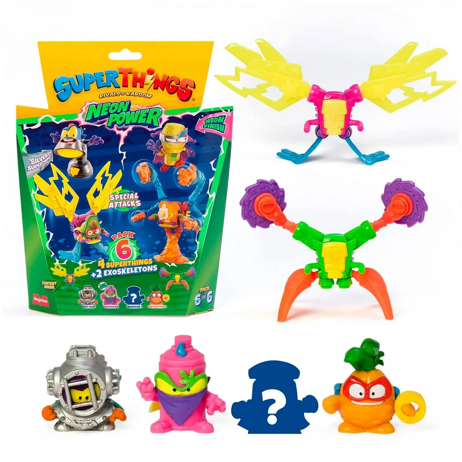 Набір фігурок Magic Box SuperThings Neon Power 6 штук (4 фігурки та 2 екзоскелети), фото №3