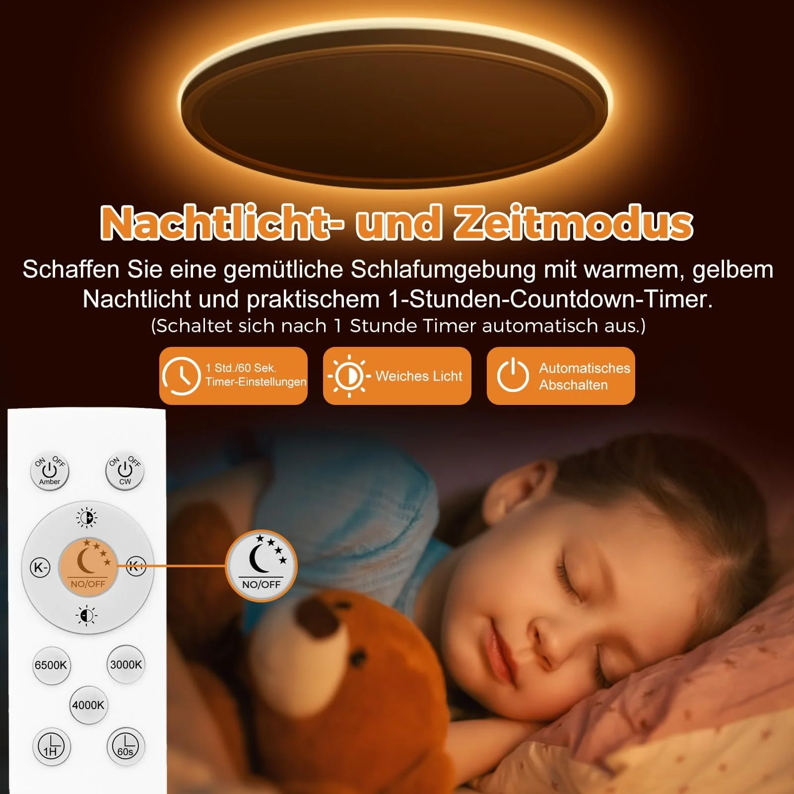 Світильник Slochi LED Стельовий 24 Вт 2800 Лм Керований кольоровість 1800K - 6500K з пультом ДУ, фото №3