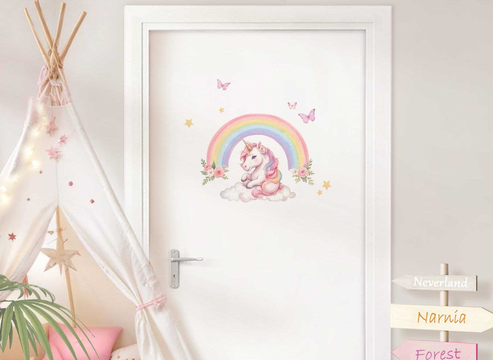 Наклейка на дверь Little Deco Радуга и единорог DL5128 без имени, фото №2