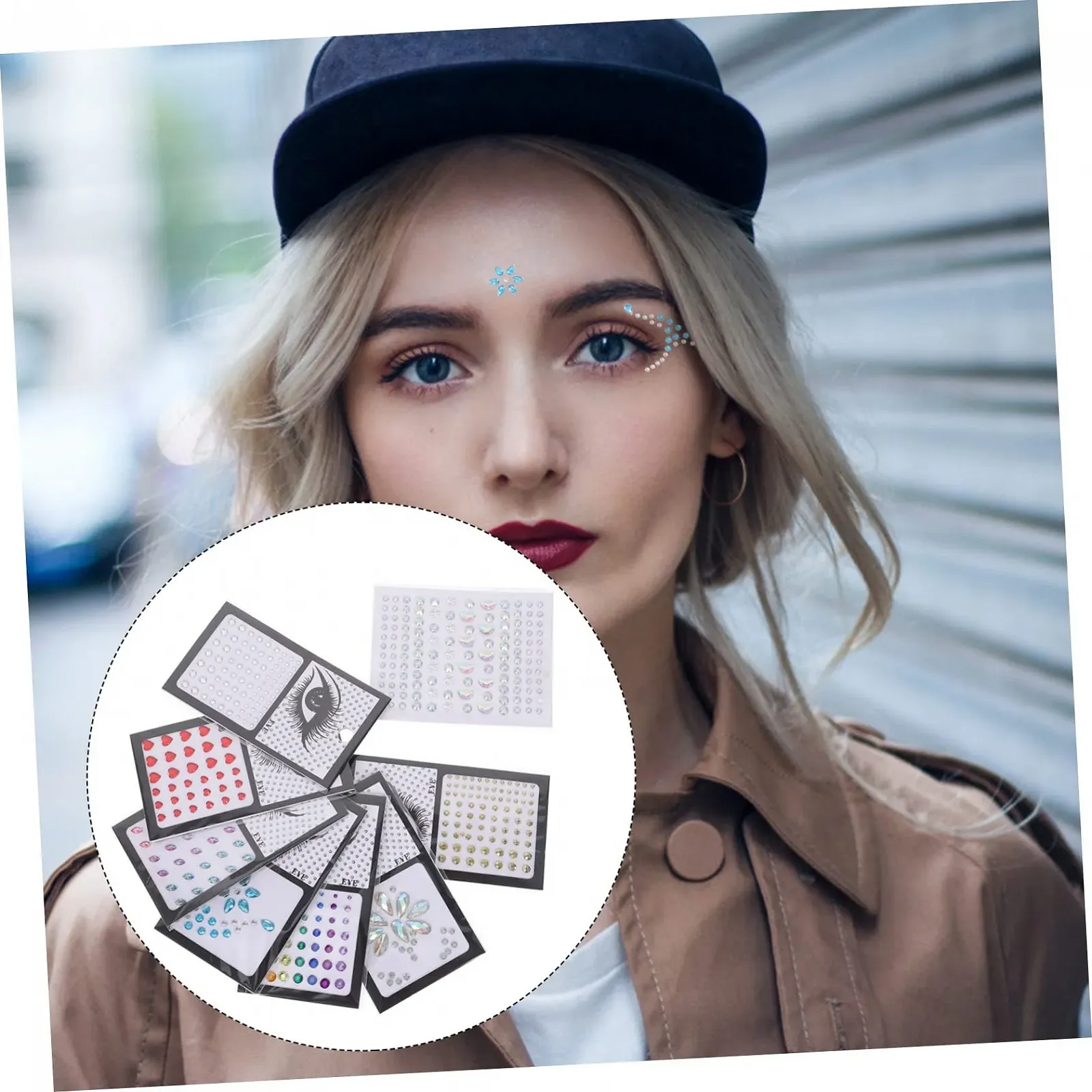 Наклейки зі стразами MERRYHAPY 8 аркушів, фото №6