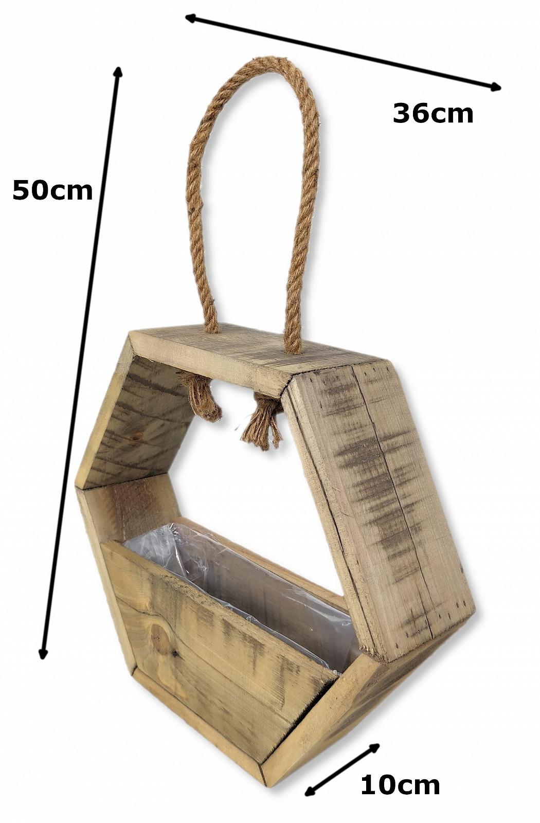 Підвісний кошик Дерев'яний Натуральний коричневий 36 x 50 см, фото №3