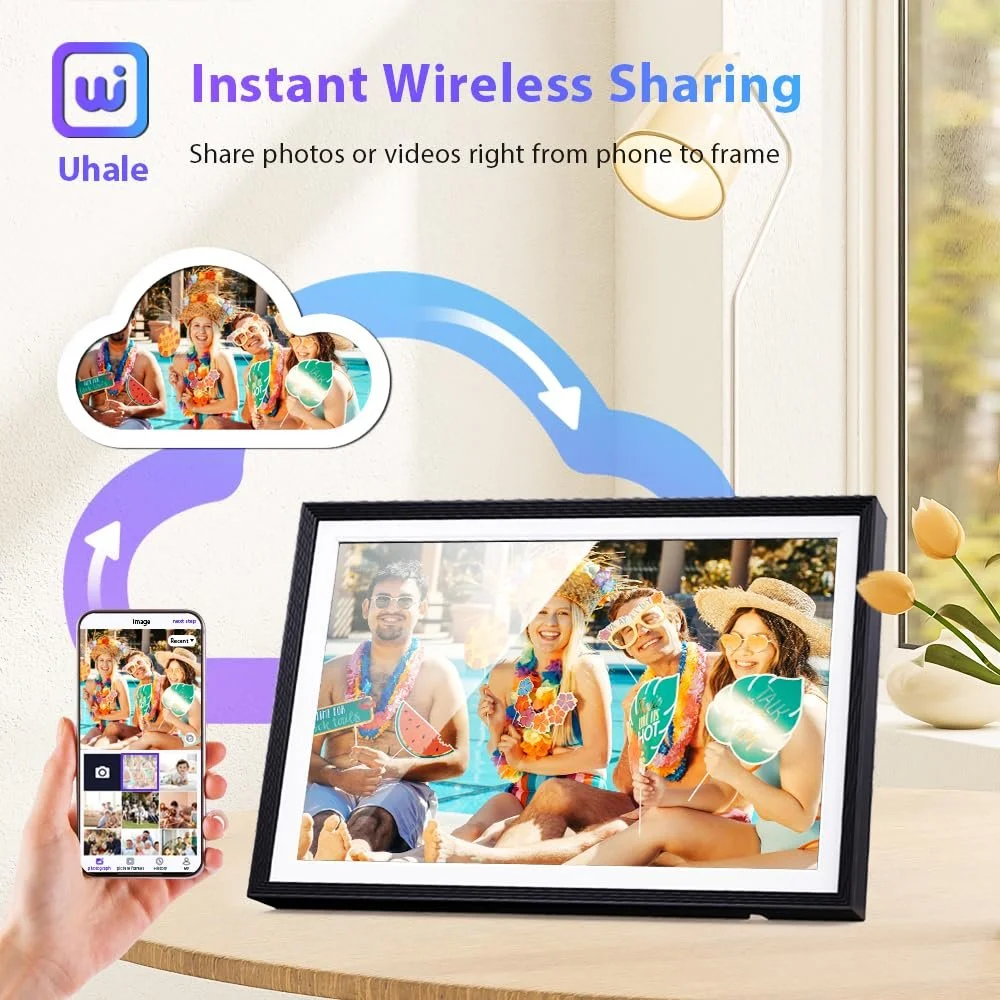 Цифровая фоторамка 10.1 дюйма WiFi 32 GB 1280 x 800 IPS Сенсорный экран Черная, фото №2