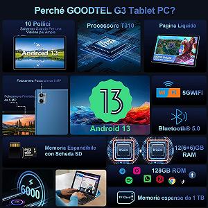 Планшет 10.1" GOODTEL G3 6+6/128Gb 8 ядер Android 13 6000 mAh Синий synthetic.ua - Фото 1