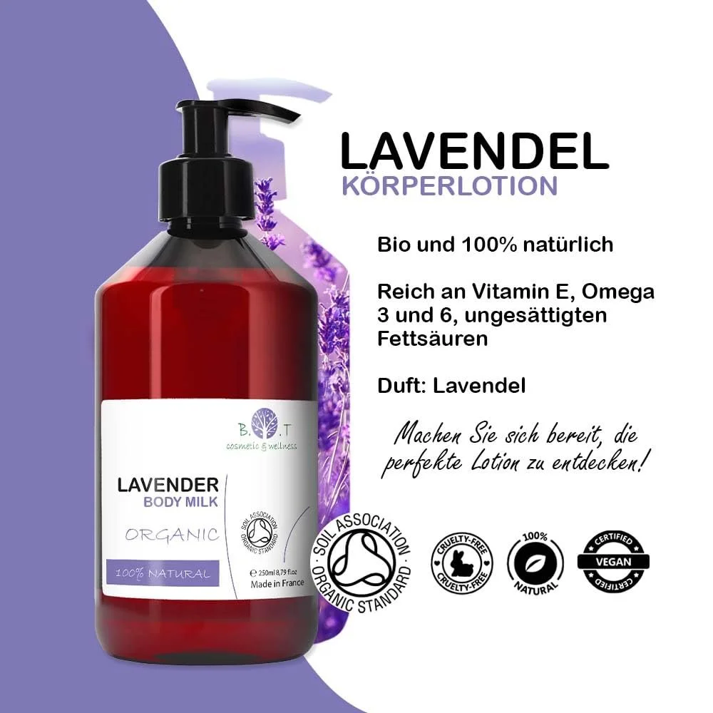 Молочко для тела BIO Luxuriöse beruhigende Моделирующий уход за телом Bio-Lavendel увлажняющий для очень сухой кожи с эфирным маслом 250 мл, фото №4