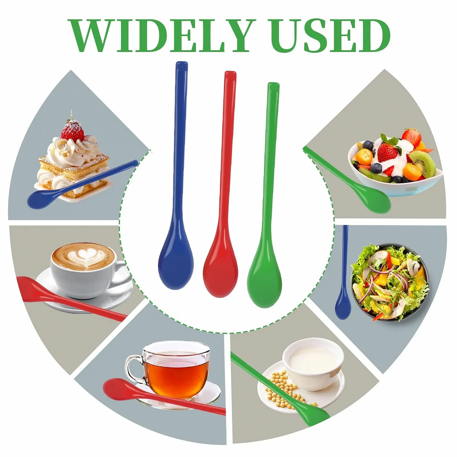 Набір пластикових ложок 6 шт. Різнокольорові з довгою ручкою, фото №5