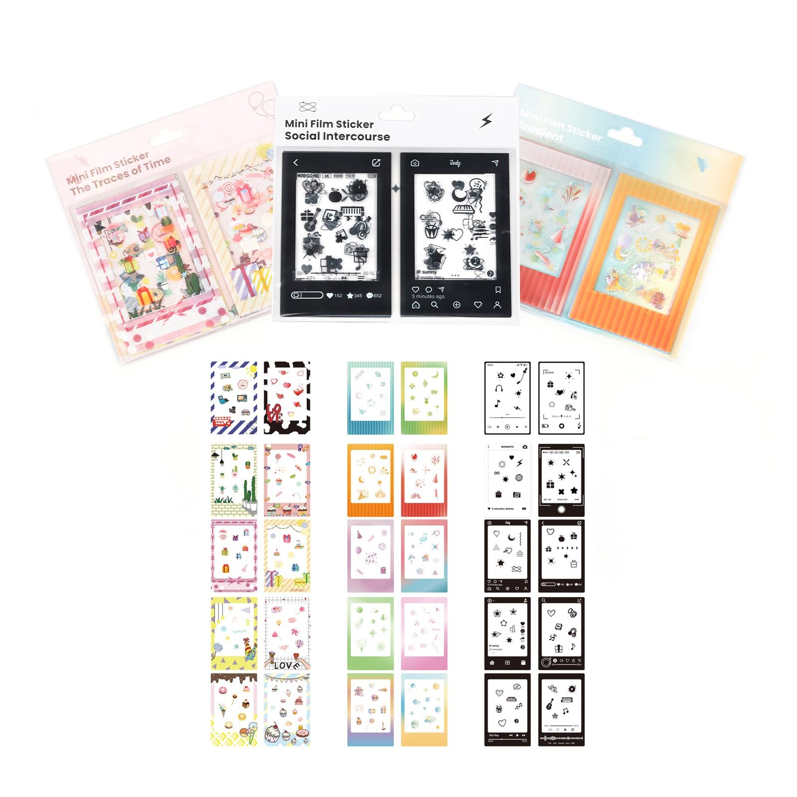 Наклейки для фото Instax Mini 30 штук Foil Edge, фото №1