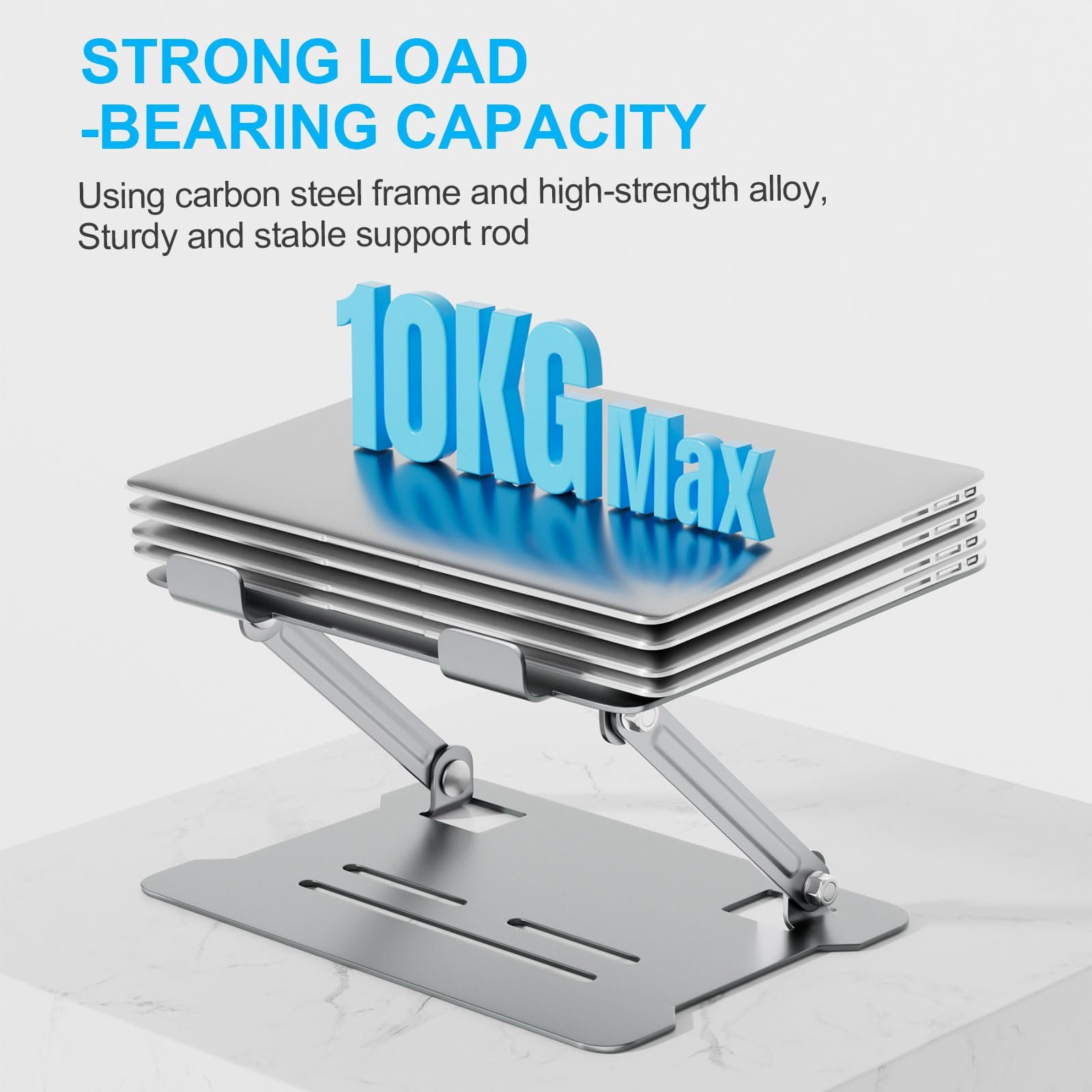 Підставка для ноутбука AXFEE Регульована по висоті, портативна, виготовлена з вуглецевої сталі, ергономічна складна, фото №4