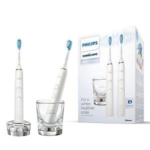 Электрическая зубная щетка Philips Sonicare DiamondClean 9000 HX9914/55 (двойная) - 2 шт., 4 программы чистки, таймер, стакан для зарядки, белая + белая - Фото 1