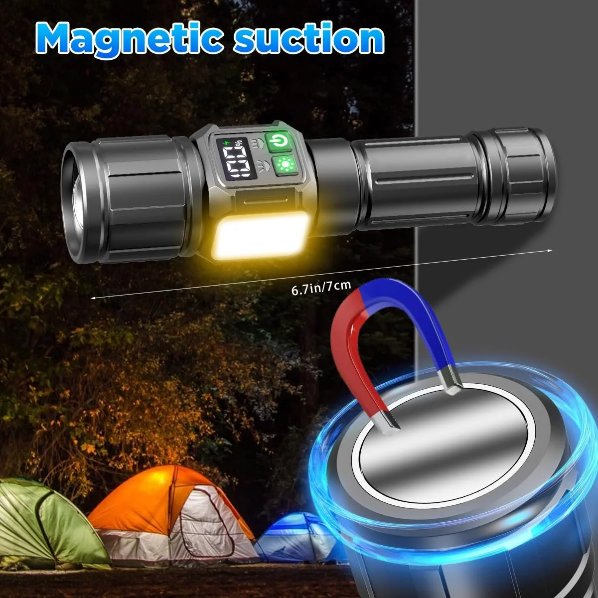 LED ліхтар WholeFire, 10000 люмен, з 9 режимами, водонепроникний для кемпінгу та активного відпочинку, фото №2