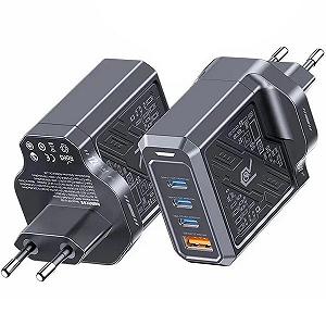 Швидка GaN зарядка 65W REMAX RP-U108 2xType-C + 1xUSB-A Чорний synthetic.ua - Фото 1