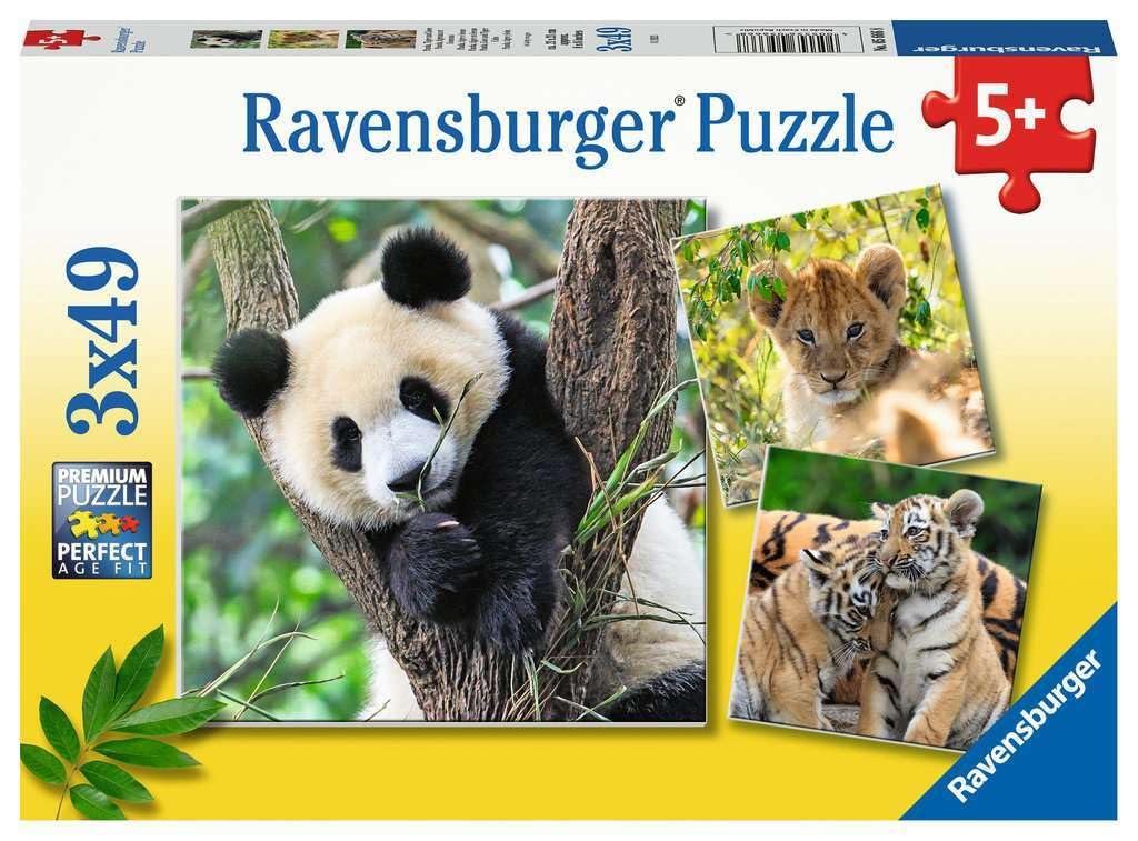Дитячий пазл Ravensburger Children's Puzzle 05666 Panda, Tiger and Lion 3 x 49 деталей від 5 років, фото №1