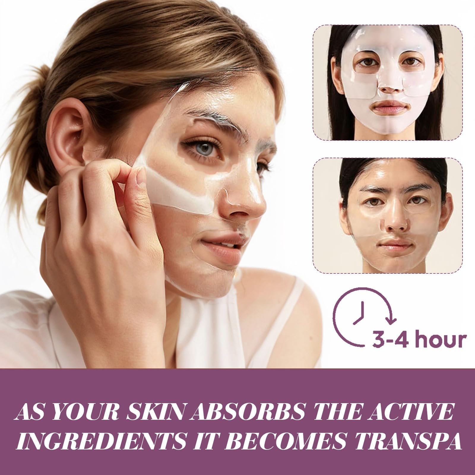 Маска для обличчя колагенова в таблетках, Зменшує дрібні зморшки, Зволожує та глибоко живить, 8 шт, фото №3